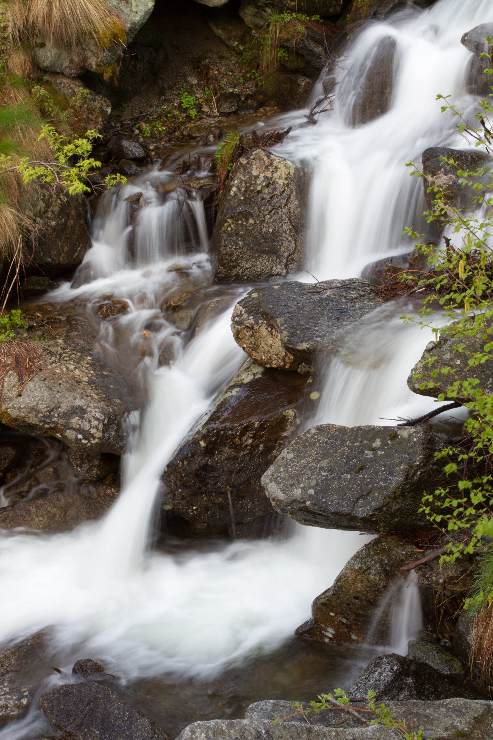 Small waterfall of a creek downhill to the Gran Paradiso